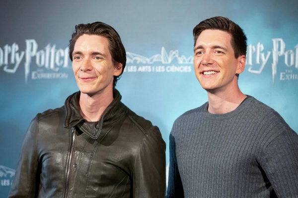 Identical twins James and Oliver Phelps from Harry Potter